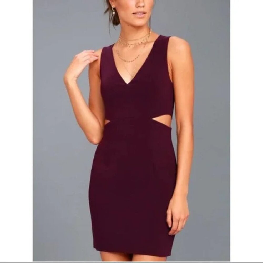 Lulu's Backstage Pass plum purple cut-out sleeveless mini dress